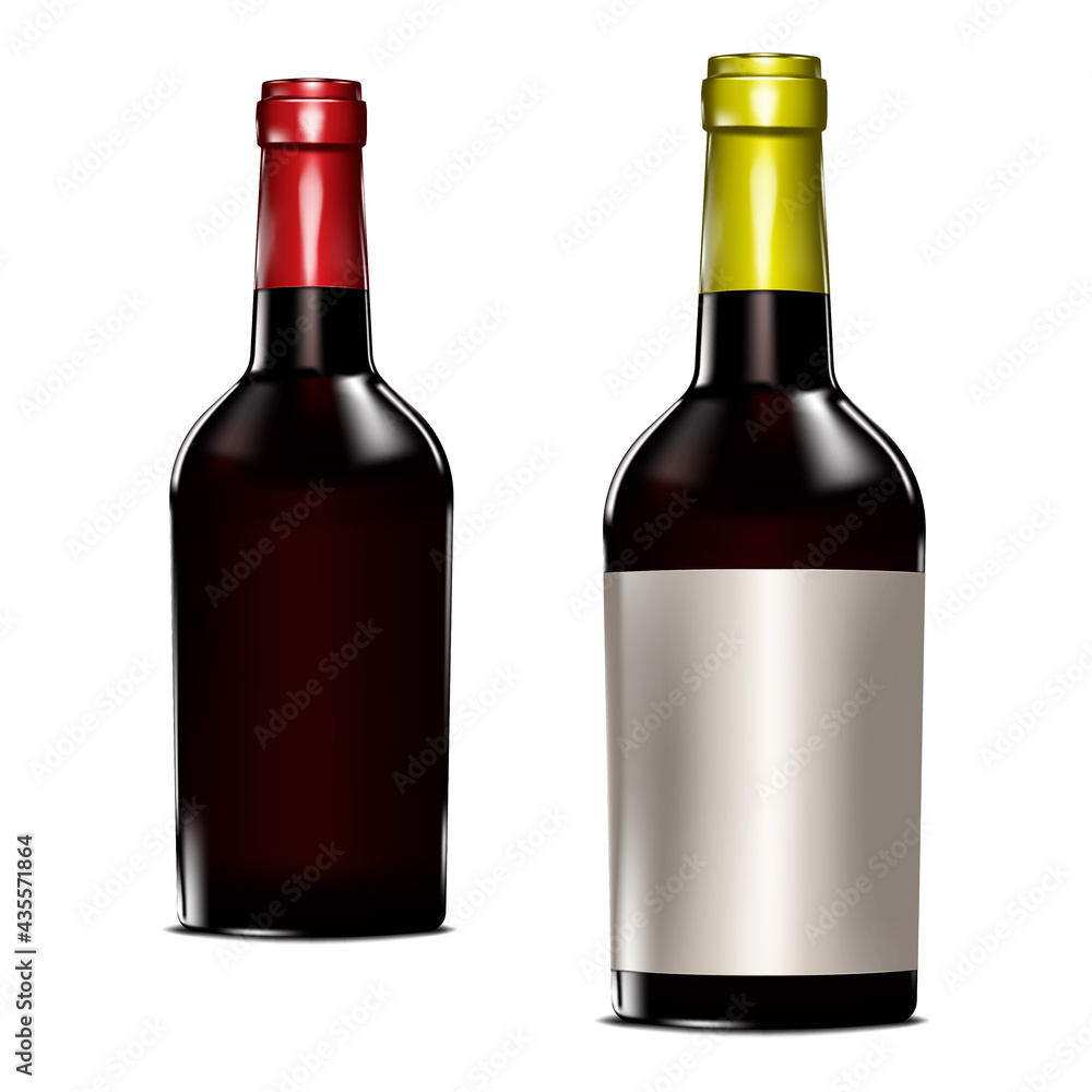 Dark glass red wine bottle isolated on white background, mock-up. Realistic vector illustration Dark glass red wine bottle isolated on white background, mock-up. Realistic vector illustration