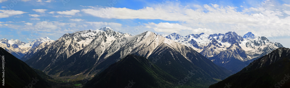 Panorama Caucasus Mountains.