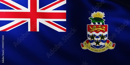 Quadro su tela Large Flag of Cayman Islands fullscreen background in the wind