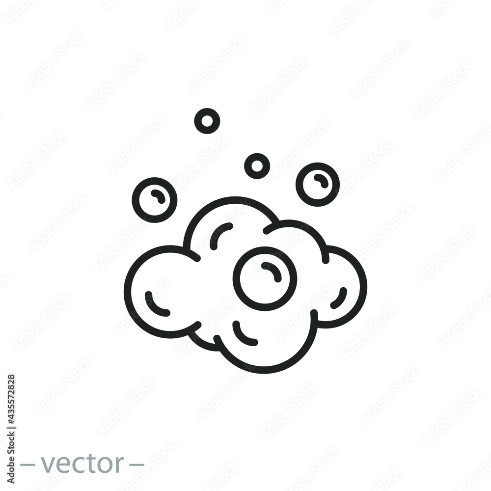 hygiene soap foam icon, water bubble, cream or mousse, clean or wash, thin line symbol on white background - editable stroke vector illustration eps10 - obrazy, fototapety, plakaty 