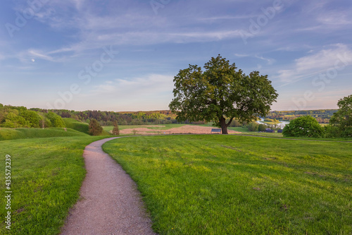 Lithuanian historic capital Kernave, green landscape of Kernave mounds