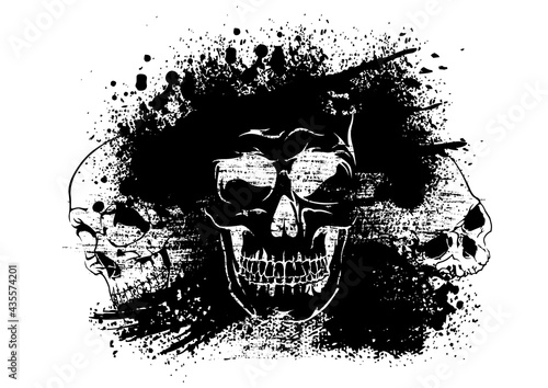 Drawing Skulls on an Ink Blot - Abstract Artistic Illustration for T-shirt Print Design and Other Graphic Designs, Vector