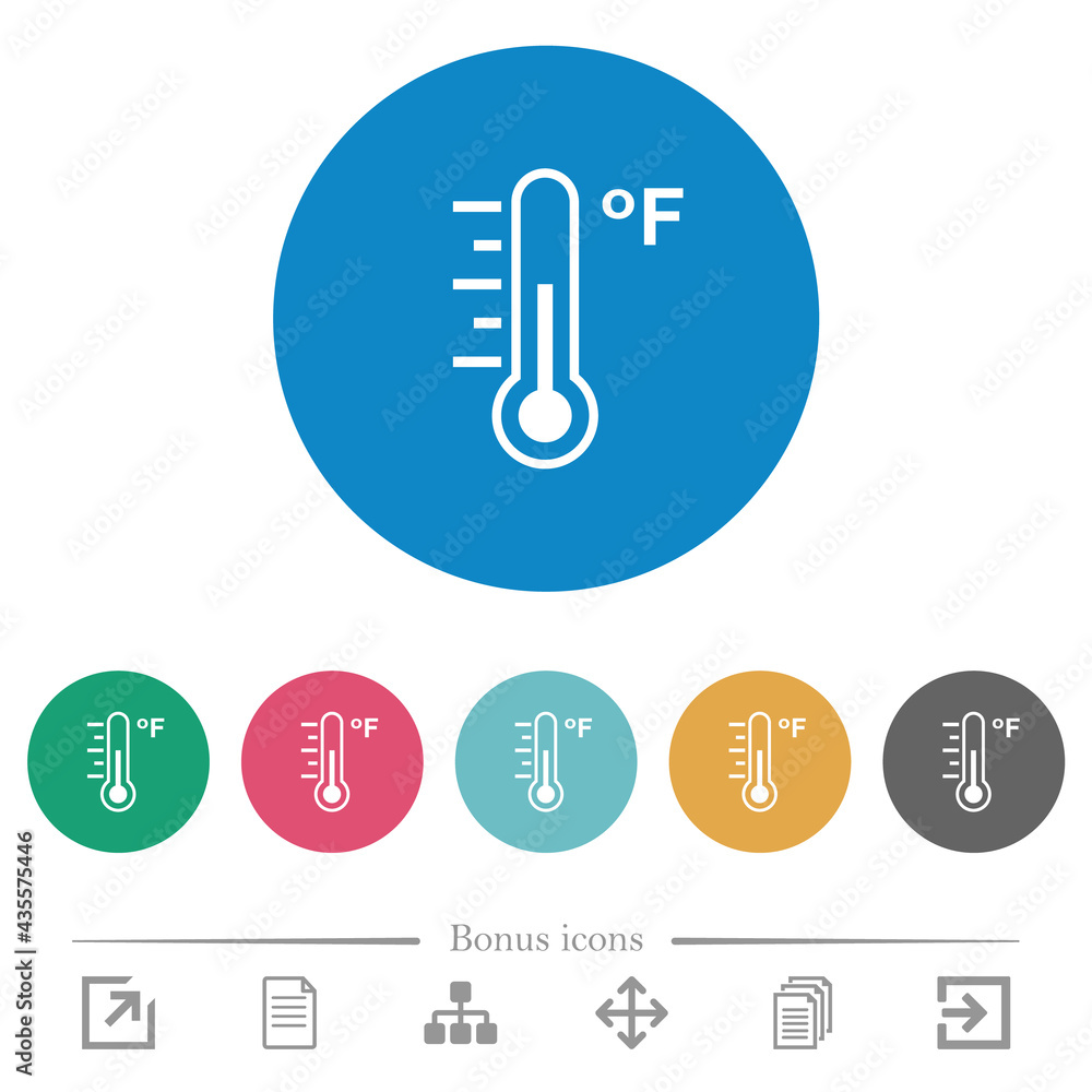Fahrenheit thermometer medium temperature flat round icons Fahrenheit thermometer medium temperature flat round icons