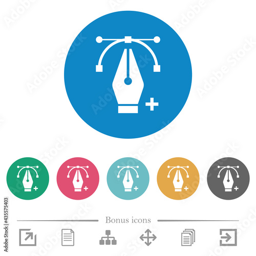 Adding editing point with pen tool flat round icons