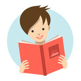 Child, kid reading a book. Flat vector.