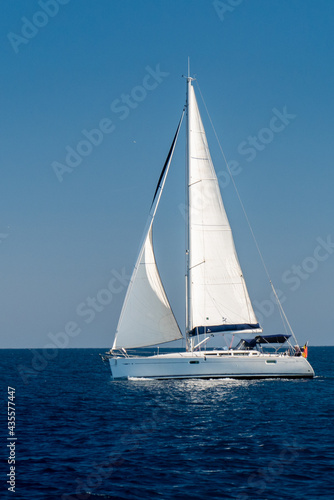 a sailingboat at sea outside the coast of Corsica © Eline
