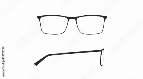 Vector isolated Illustration of a Glasses Frame. Black glasses Frame Front and Side View