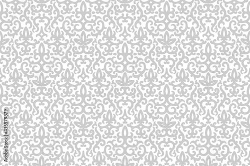 Seamless pattern with magic flowers and leaves.