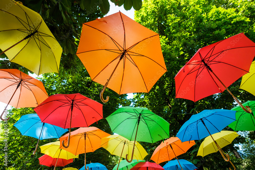 Obraz premium colorful umbrellas in the park