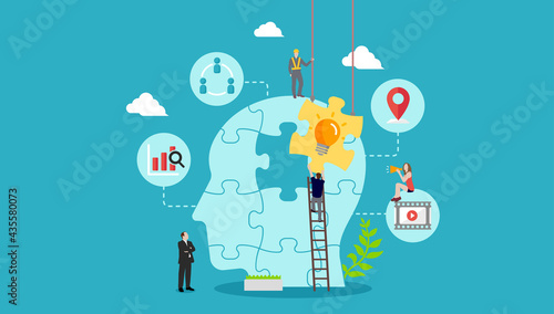 Business concept ( new idea, imagination, inspiration ) vector banner illustration
