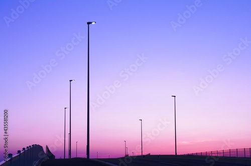 morning gradation sunrise, sky, power, electricity, energy, landscape, cable, wire, pylon, sun, electric, tower, silhouette,