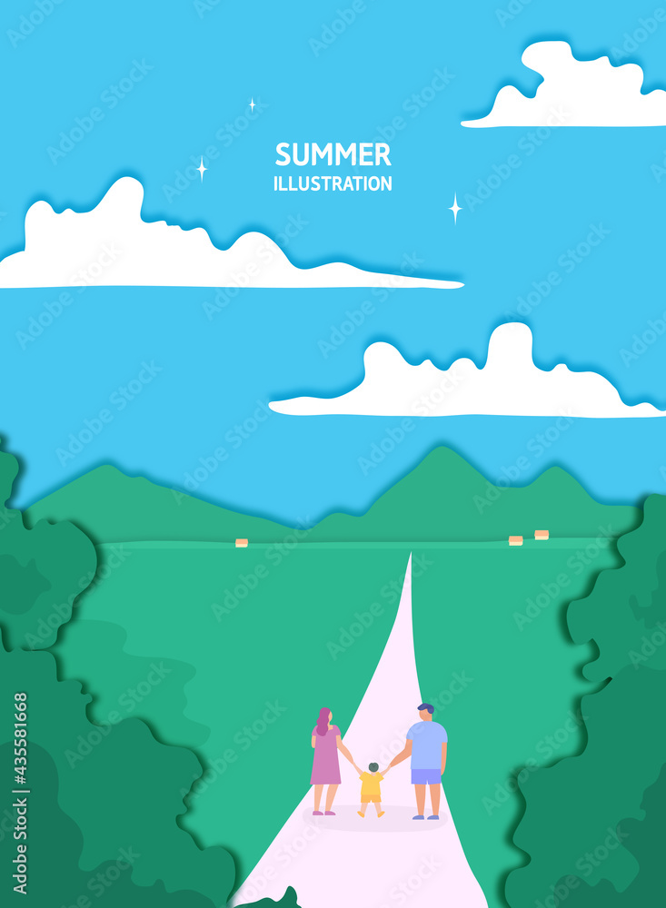 Relaxed summer background illustration collection 