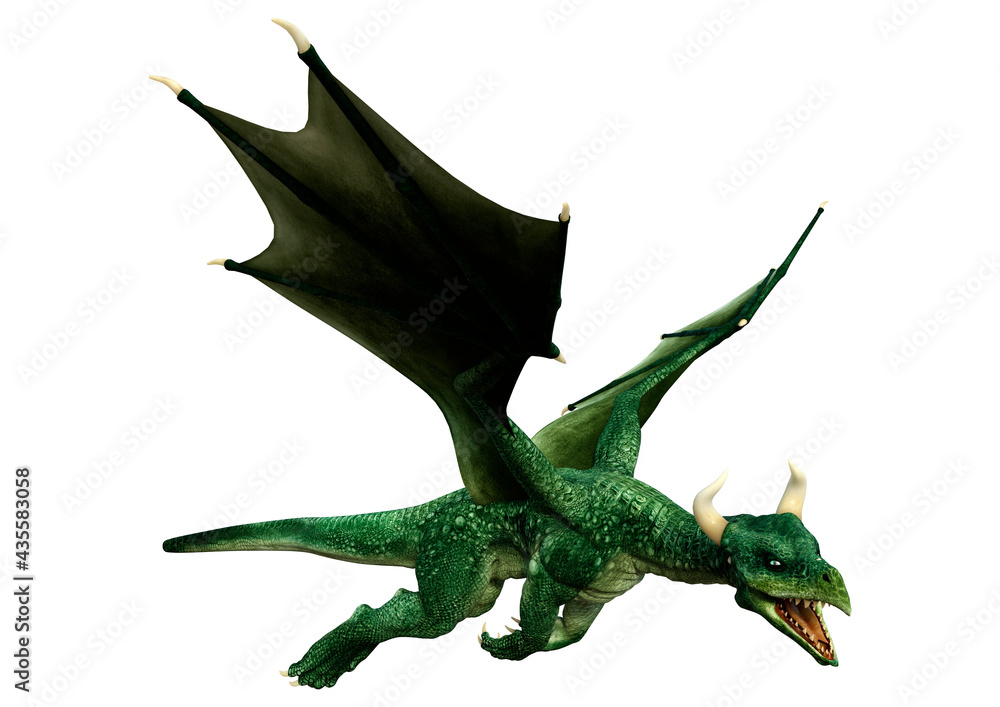 Fototapeta premium 3D Rendering Fairy Tale Dragon on White