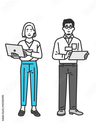 働く会社員の全身イメージイラスト素材