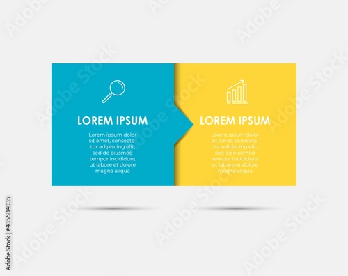 Infographics label design business template with 2 options or steps, Can be used for process diagram, presentations, workflow layout, banner, flow chart, info graph