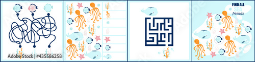 I spy. Maze. Kids mini game for development.