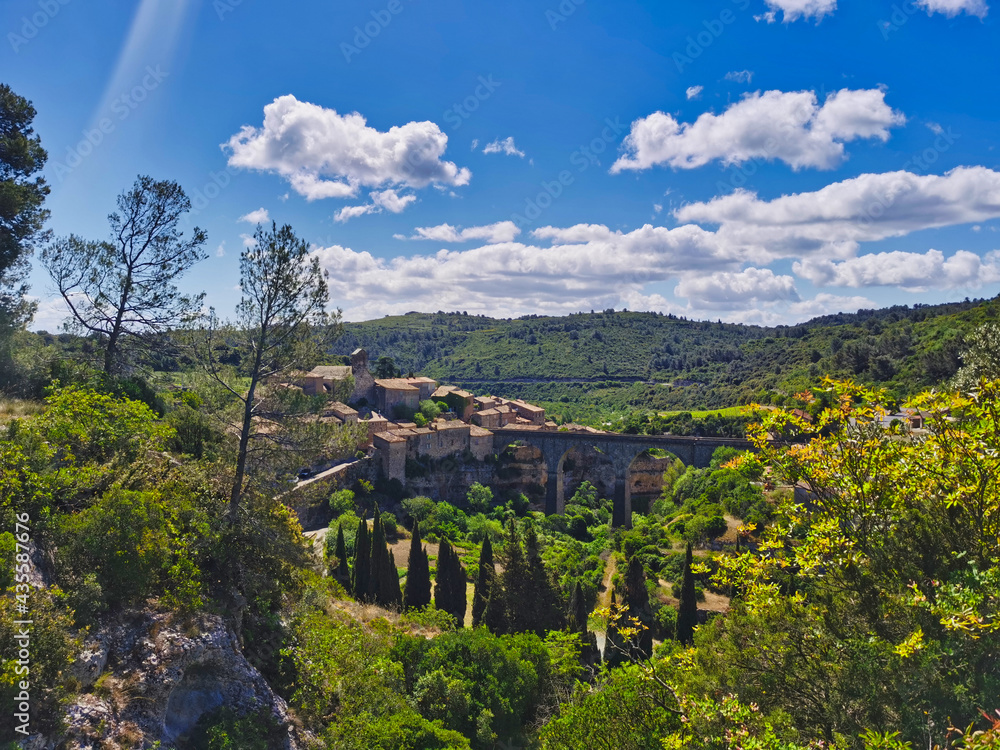 Panorama on the medieval village of Minerve, south of France.