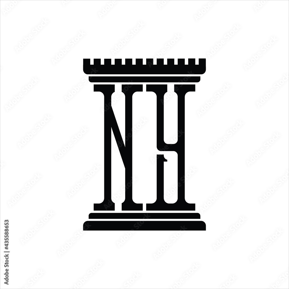 NY Logo monogram with pillar shape design template - obrazy, fototapety, plakaty 