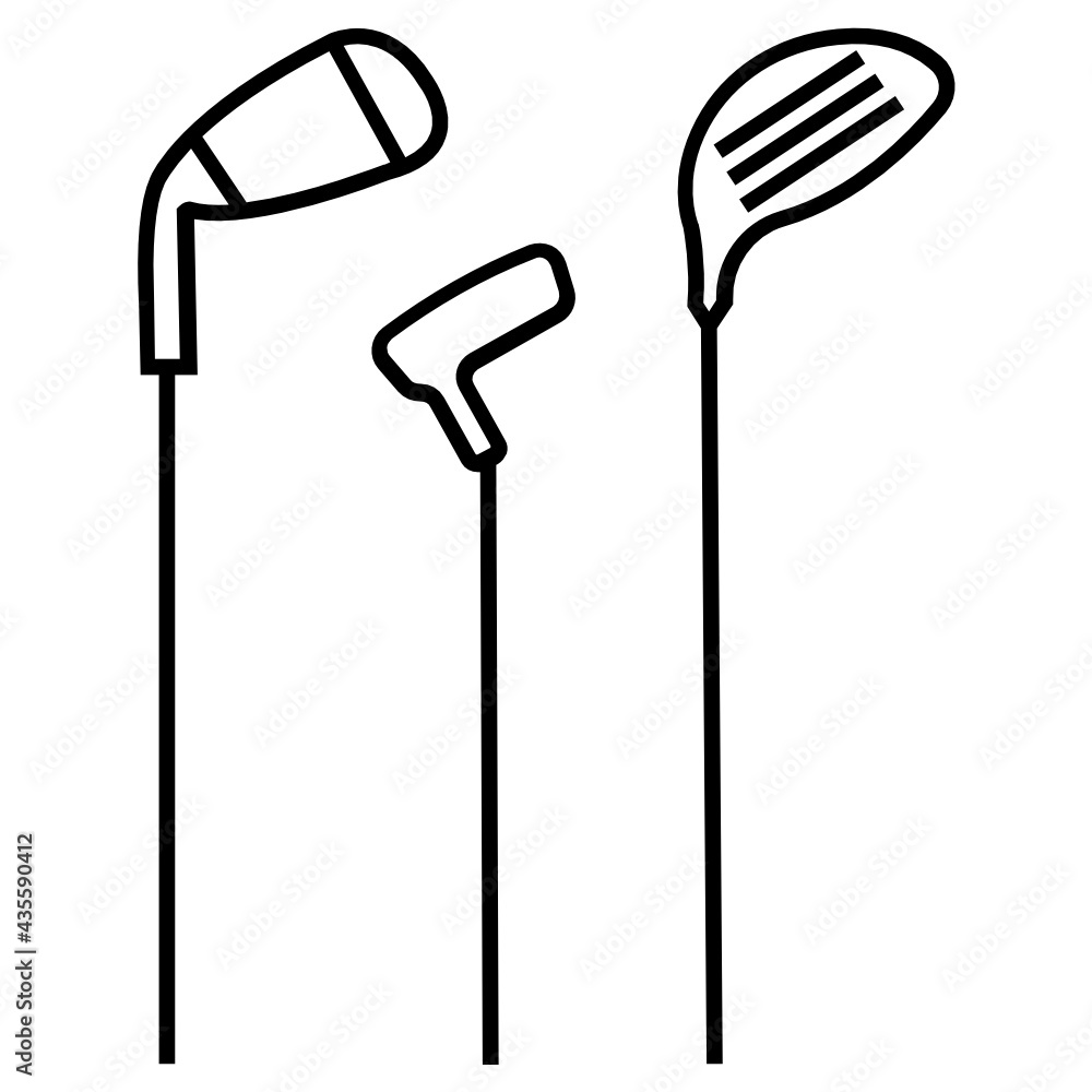 Golf Sand Wedge and Putter Concept, Golfing Sticks Vector Icon Design, Club and Ball sport Symbol, Golfers Equipment Stock illustration, 