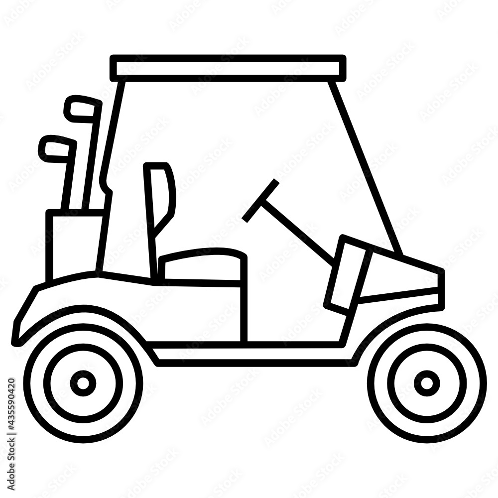Electric Golf Cart Concept, Club Car Vector Icon Design, Club and Ball sport Symbol, Golfers Equipment Stock illustration, 