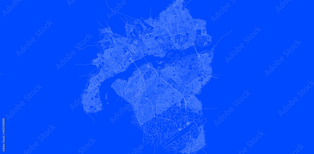 Blueprint of Bamako city of Mali, One Color Map, color change, Artprint