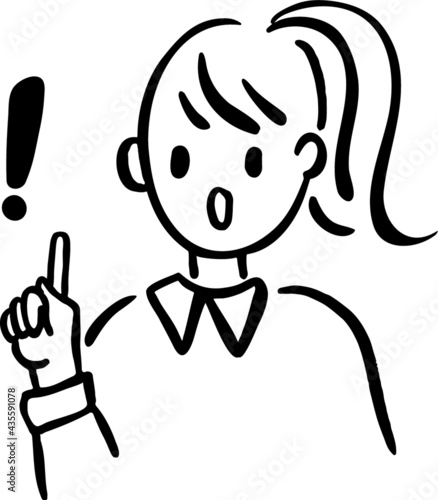 ベクター素材　注意をする女性の手描きイラスト