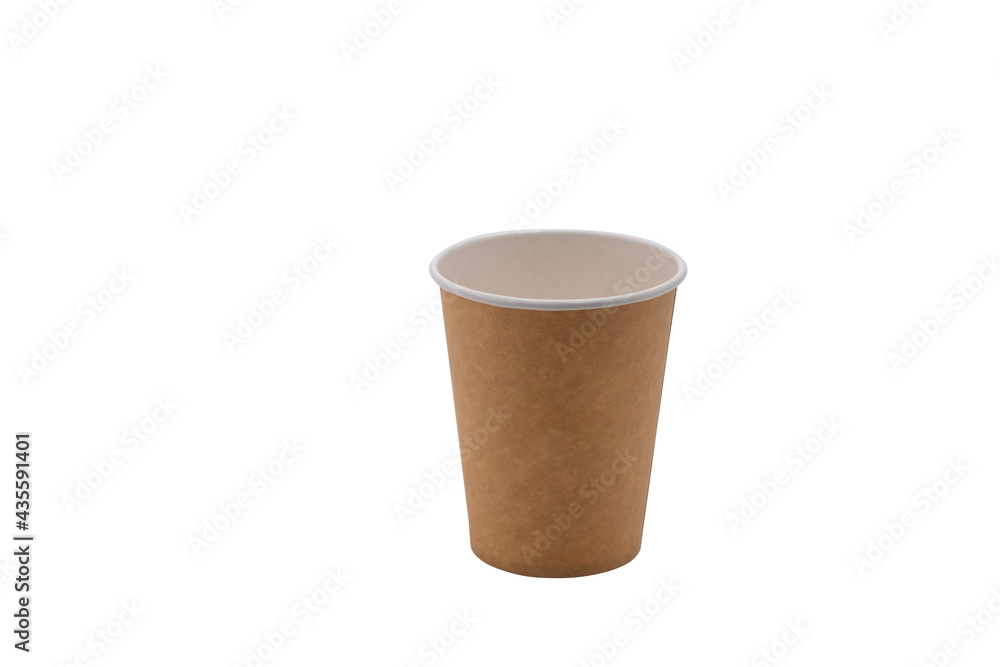 Disposable craft paper cup, isolated on white background Disposable craft paper cup, isolated on white background