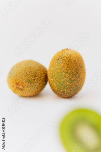 Kiwifruit and kiwifruit on white background