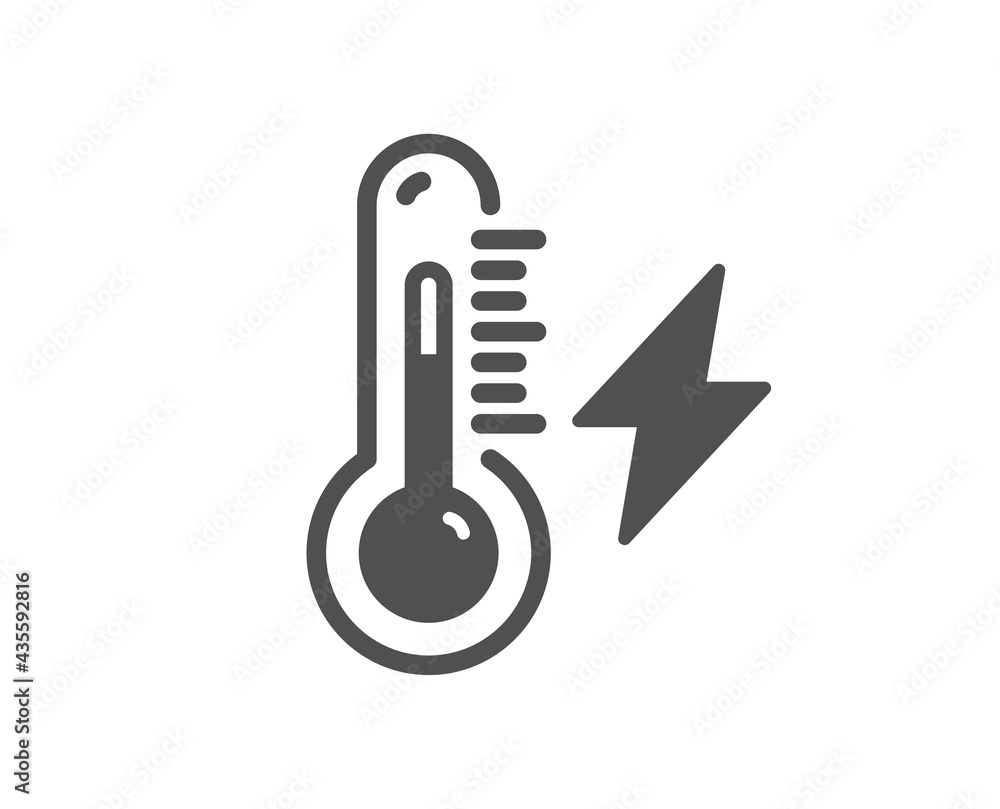 Electricity power simple icon. Lightning bolt with thermometer sign. Electric energy symbol. Classic flat style. Quality design element. Simple electricity power icon. Vector Electricity power simple icon. Lightning bolt with thermometer sign. Electric energy symbol. Classic flat style. Quality design element. Simple electricity power icon. Vector