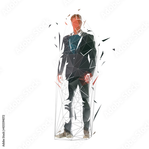 Businessman standing, abstract isolated vector silhouette, ink drawing. Business people