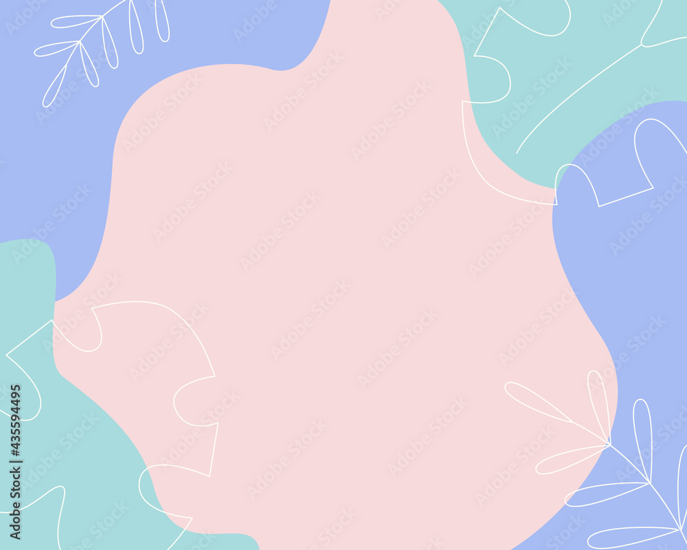 Abstract modern background with fluid organic shapes and leaves.Vector illustration 