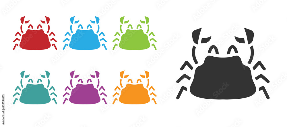 Black Crab icon isolated on white background. Set icons colorful. Vector Black Crab icon isolated on white background. Set icons colorful. Vector