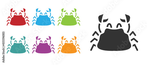 Black Crab icon isolated on white background. Set icons colorful. Vector