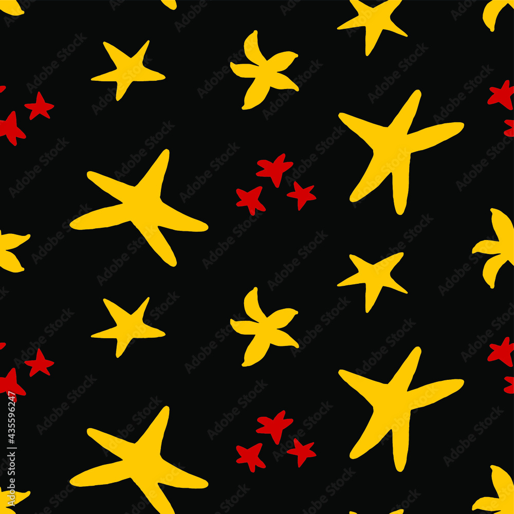 Obraz premium Abstract Hand Drawing Sea Stars Seamless Vector Pattern Isolated Background