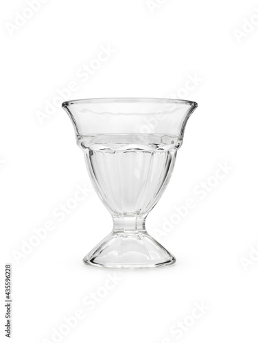 Empty ice cream glass cup on isolated white background