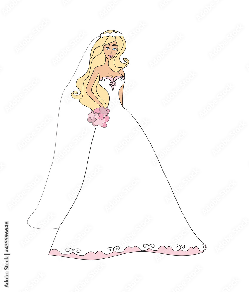 Beautiful bride - doodle isolated illustration Beautiful bride - doodle isolated illustration