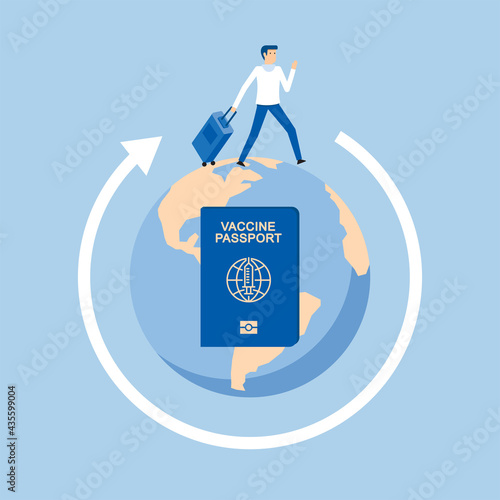 Uses a vaccine passport for travel around the world