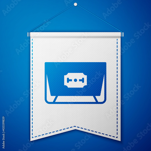 Blue Blade razor icon isolated on blue background. White pennant template. Vector