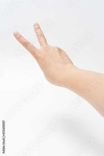 Close up of gestures on a white background