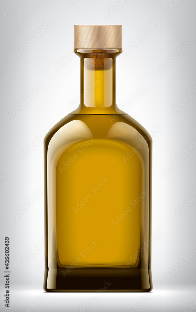 Color Glass bottle on background with Cork. 