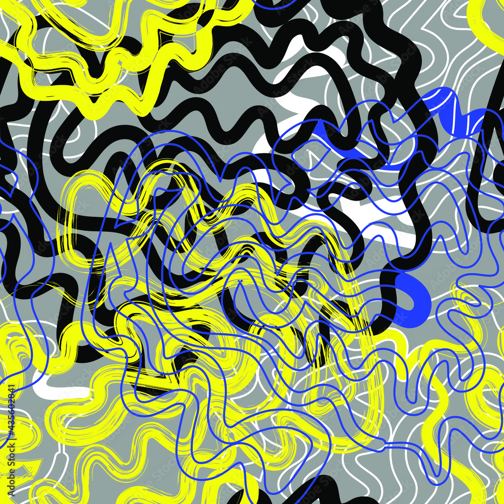 Seamless abstract unusual artwotk with chaotic line patterns