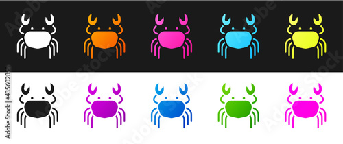 Set Crab icon isolated on black and white background. Vector