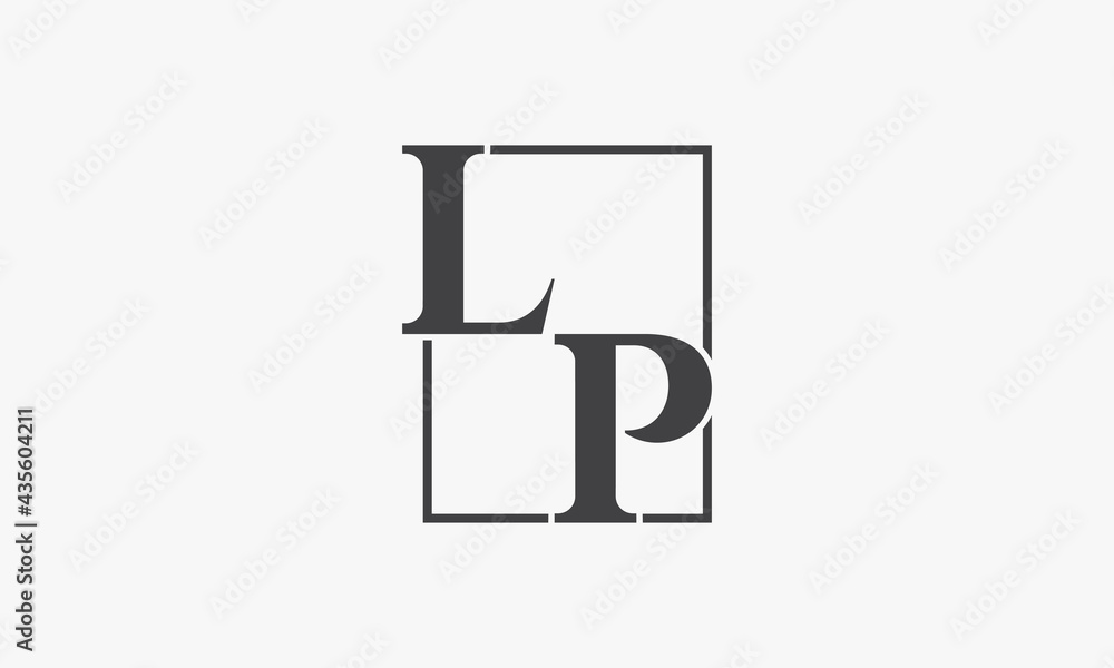 LP letter logo with square line isolated on white background. LP letter logo with square line isolated on white background.