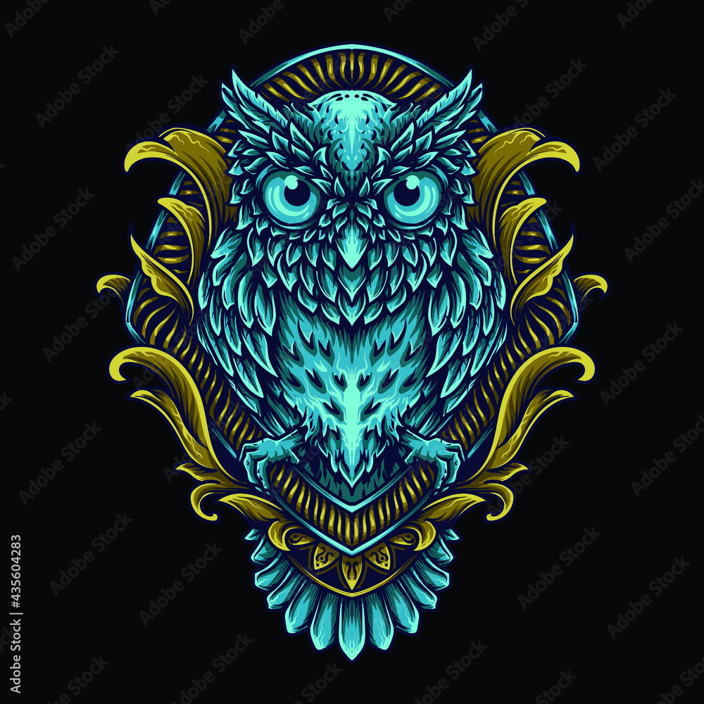 artwork illustration and t shirt design owl engraving ornament artwork illustration and t shirt design owl engraving ornament