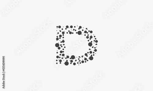 letter D logo dotted concept isolated on white background.