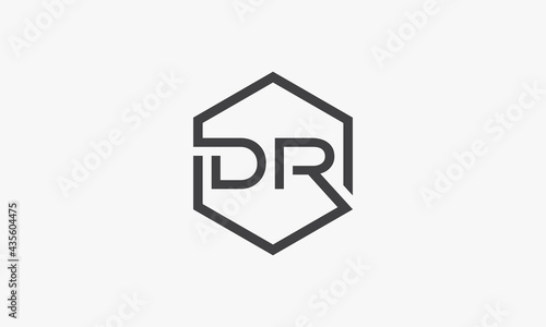DR letter logo hexagon concept isolated on white background.
