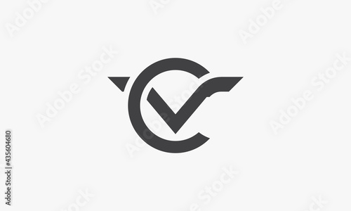 CV or VC letter logo concept on white background.