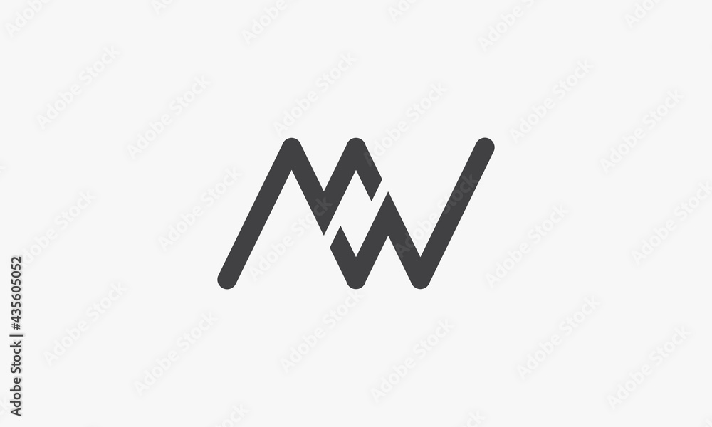 MW letter logo concept isolated on white background.