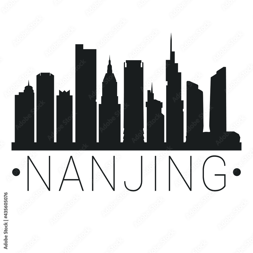 Nanjing, Jiangsu, China City Skyline. Silhouette Illustration Clip Art. Travel Design Vector Landmark Famous Monuments. Nanjing, Jiangsu, China City Skyline. Silhouette Illustration Clip Art. Travel Design Vector Landmark Famous Monuments.