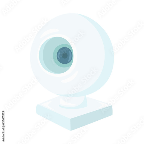 Web Cam Sign Emoji Icon Illustration. Computer Gadget Vector Symbol Emoticon Design Clip Art Sign Comic Style.